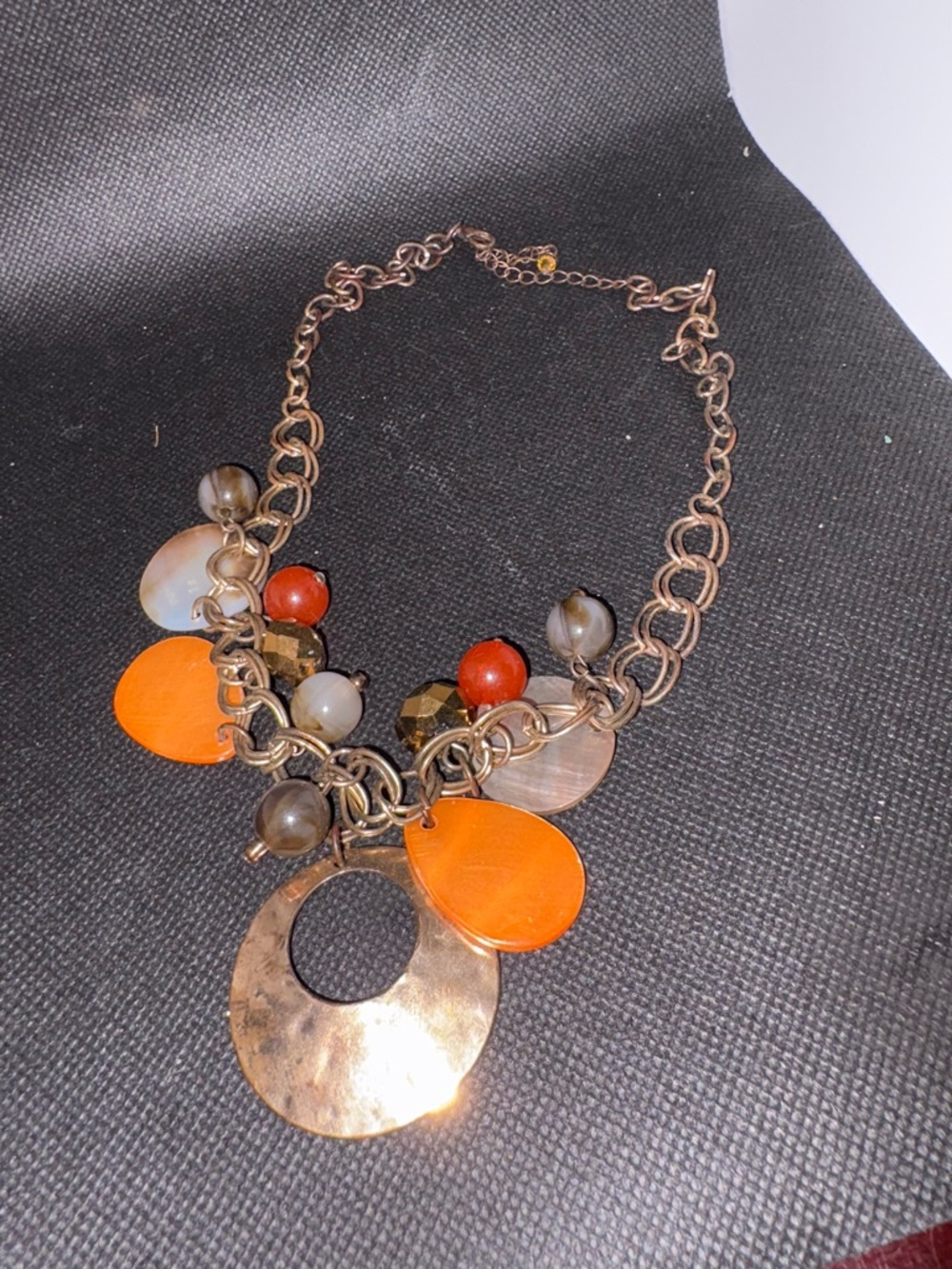 Vintage Statement Orange Drop Pendant Necklace - Unbranded